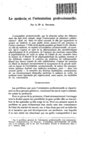 Le médecin et l'orientation professionelle