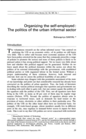 Organizing the self-employed: the politics of the urban informal sector