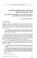 Le droit syndical selon l'article 2 de la convention no. 87: que signifie l'expression "tous les travailleurs sans distinction d'aucune sorte"?