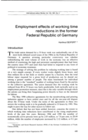 Employment effects of working time reductions in the former Federal Republic of Germany