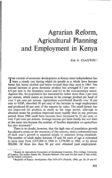 Agrarian reform, agricultural planning and employment in Kenya