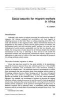 Social security for migrant workers in Africa