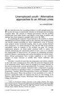 Unemployed youth: alternative approaches to an African crisis