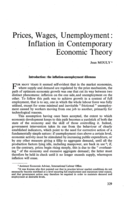 Prices, wages, unemployment: inflation in contemporary economic theory