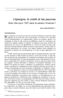 L'épargne, le crédit et les pauvres: quel rôle pour l'OIT dans le secteur financier?