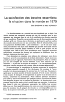 La satisfaction des besoins essentiels: la situation dans le monde en 1970