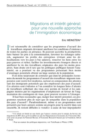 Migrations et intérêt général: pour une nouvelle approche de l'immigration économique