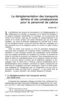 La déréglementation des transports aériens et ses conséquences pour le personnel de cabine