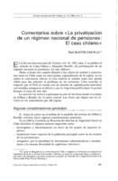 Comentarios sobre "la privatización de un regimen nacional de pensiones: el caso chileno"
