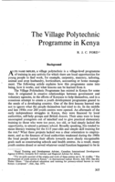 The village polytechnic programme in Kenya