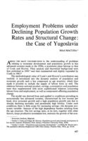 Employment problems under declining population growth rates and structural change: the case of Yugoslavia