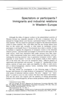 Spectators or participants? immigrants and industrial relations in Western Europe