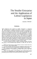 The smaller enterprise and the application of labour legislation in Japan
