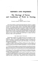 The shortage of nurses and conditions of work in nursing