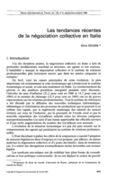 Les tendances récentes de la négociation collective en Italie