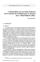 L'information sur la main-d'oeuvre et le marché de l'emploi par le recours aux "informateurs clés"