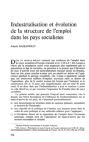 Industrialisation et évolution de la structure de l'emploi dans les pays socialistes