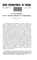 La loi italienne sur le Conseil national des corporations