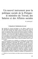 Un nouvel instrument pour la politique sociale de la Pologne: le ministère du travail, des salariés et des affaires sociales