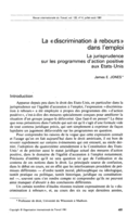 La "discrimination à rebours" dans l'emploi: la jurisprudence sur les programmes d'action positive aux Etats-Unis