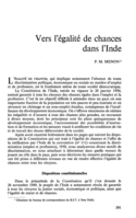Vers l'égalité de chances dans l'Inde