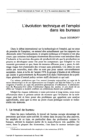L'évolution technique et l'emploi dans les bureaux