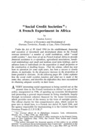 Social credit societies: a French experiment in Africa