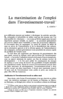 La maximisation de l'emploi dans l'investissement-travail