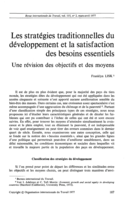 Les stratégies traditionnelles du développement et la satisfaction des besoins essentiels: une révision des objectifs et des moyens