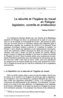La sécurité et l'hygiène du travail en Pologne: législation, contrôle et amélioration