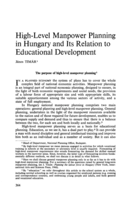 High-level manpower planning in Hungary and its relation to educational development