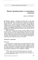 Recent developments in compulsory unionism
