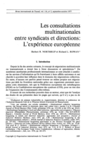 Les consultations multinationales entre syndicats et directions: l'expérience européenne