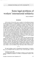 Some legal problems of workers' international solidarity