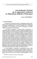 Les tendances récentes de la négociation collective en République fédérale d'Allemagne