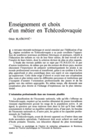 Enseignement et choix d'un métier en Tchécoslovaquie