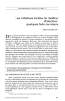 Les initiatives locales de création d'emplois: quelques faits nouveaux