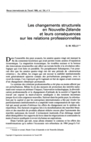 Les changements structurels en Nouvelle-Zélande et leurs conséquences sur les relations professionnelles