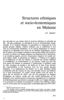 Structures ethniques et socio-économiques en Malaisie