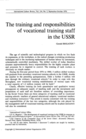 The training and responsibilities of vocational training staff in the USSR