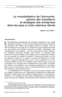 La mondialisation de l'économie: options des travailleurs et stratégies des entreprises dans les pays à coûts salariaux élevés