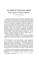 Les droits de l'inventeur salarié: étude comparative de différentes législations