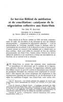 Le service fédéral de mediation et de conciliation: catalyseur de la négociation collective aux Etats-Unis