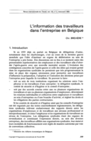 L'information des travailleurs dans l'entreprise en Belgique