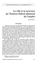 Le rôle et la structure de l'Institut fédéral allemand de l'emploi