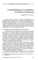L'industrialisation et la répartition du revenu à Hong-Kong