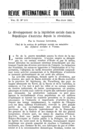 Le développement de la législation sociale dans la République d'Autriche depuis la révolution