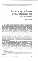 Job security: influence of ILO standards and recent trends
