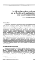 La dépendance économique de la Zambie et la satisfaction des besoins essentiels