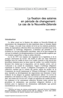 La fixation des salaires en période de changement: le cas de la Nouvelle-Zélande